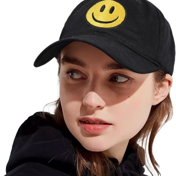 Smile Face Baseball Cap Cotton Unisex Sun Hat Adjustable Fashion - Picture 2 of 5